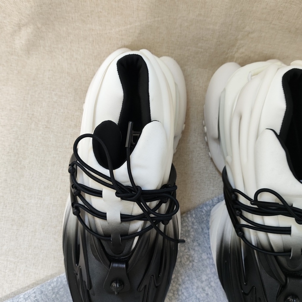 Balmain White and Black Women's Chunky Lace-Up Sneakers - Picture 6 of 13